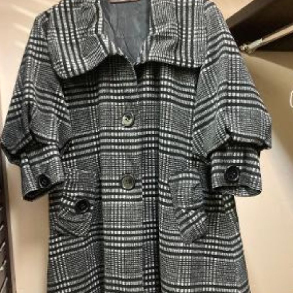 Womens Houndstooth Cute Coat Size S